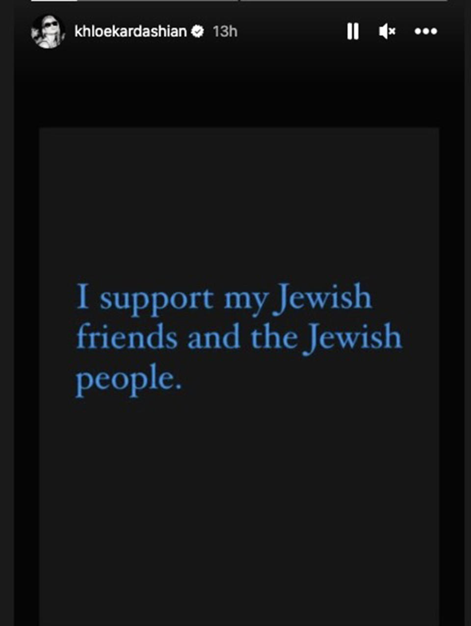 Kardashian's sister Khloe Kardashian sent a message of support to the Jewish community on Oct. 24. (@khloekardashian via Instagram )