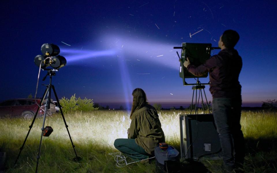 Air defence forces searchlights are being demonstrated to the press in Kyiv - Kaniuka Ruslan / Avalon/Avalon