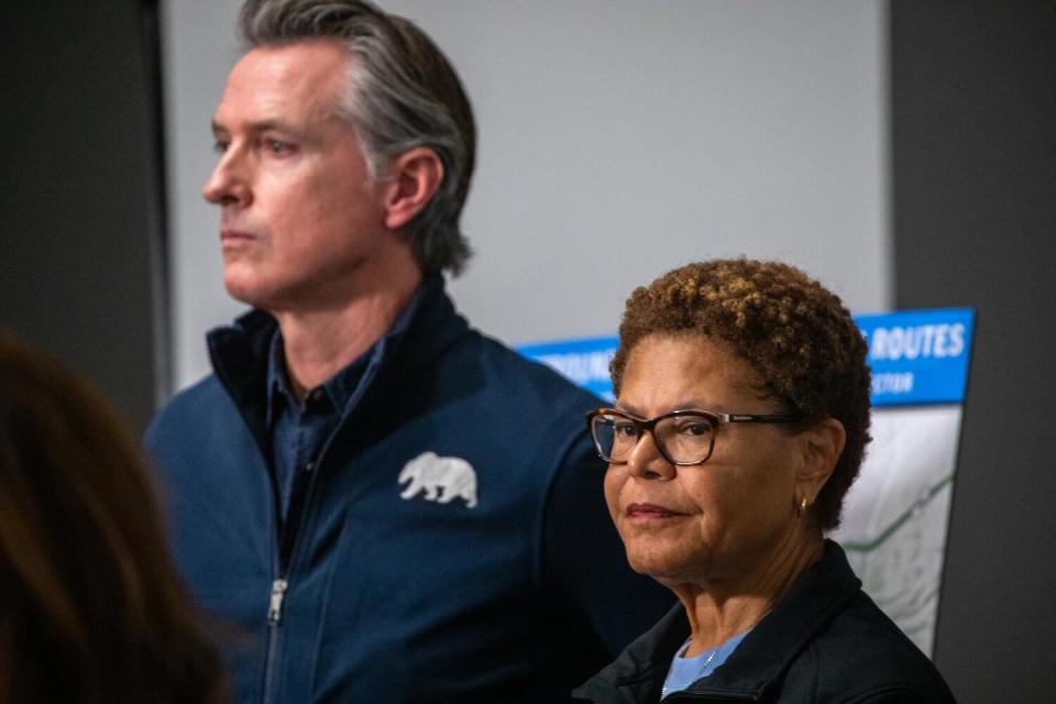 Gov. Gavin Newsom and Los Angeles Mayor Karen Bass