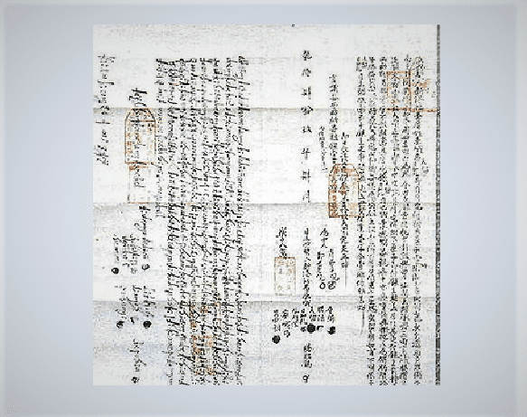 圖：漢文（右）與新港文並列的新港文書（左），1784年（乾隆49年）／王泰澤提供