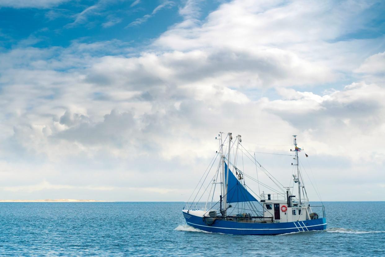 A shrimp boat out at sea