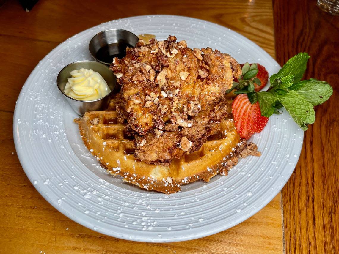 Carson’s buttermilk-marinated fried chicken on Belgian waffle.