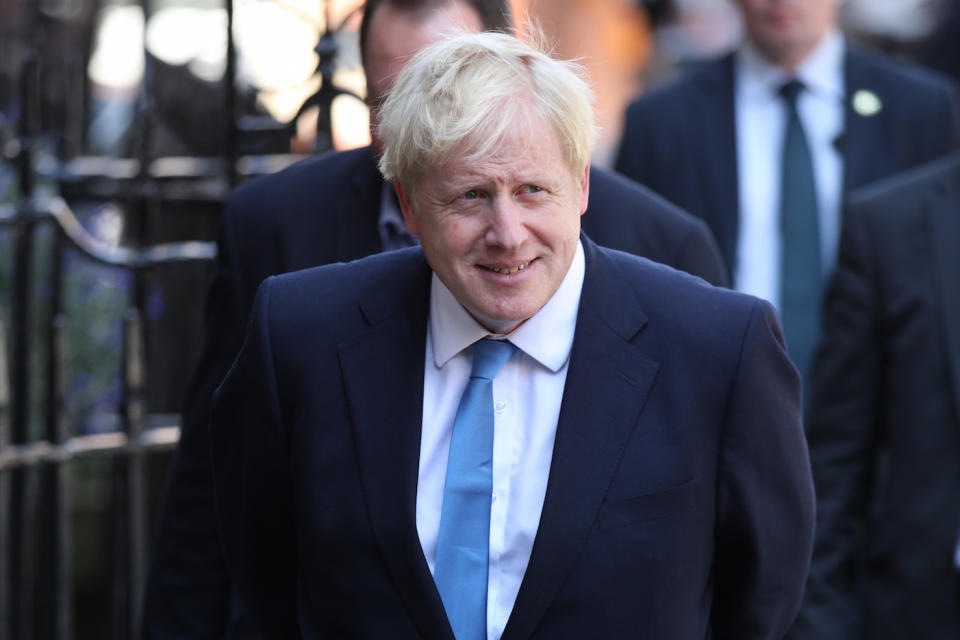 Conservative party leader Boris Johnson arriving back at his office in Westminster, London, after it was announced that he had won the leadership ballot and will become the next Prime Minister (Picture: PA)