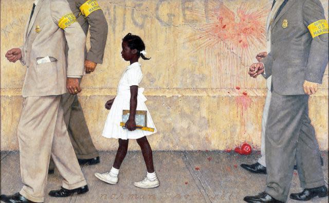 <p>Norman Rockwell’s “The Problem We All Live With” which illustrates Ruby Brigdes </p>