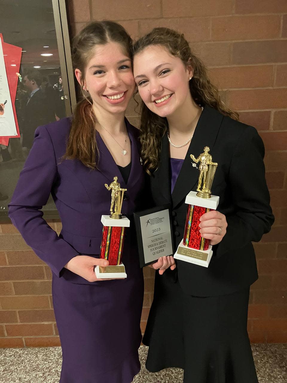 Lauren Garfield, left and Penelope Covey, right, finished third at the tournament in Duo Interpretation.