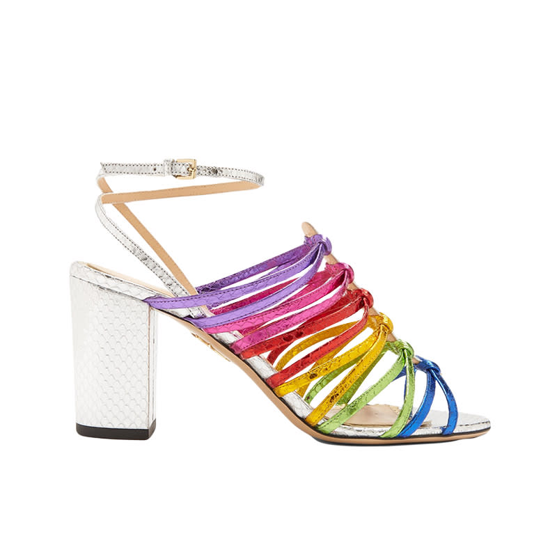 <a rel="nofollow noopener" href="https://rstyle.me/n/cxfbpgchdw" target="_blank" data-ylk="slk:Rainbow Snakeskin-Effect Leather Sandals, Charlotte Olympia, $671;elm:context_link;itc:0;sec:content-canvas" class="link ">Rainbow Snakeskin-Effect Leather Sandals, Charlotte Olympia, $671</a>