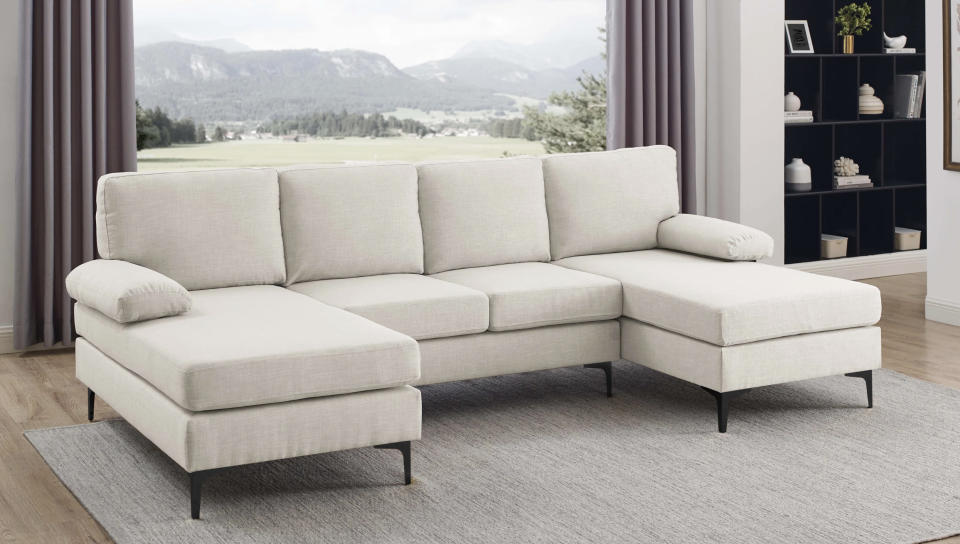 A white sectional sofa