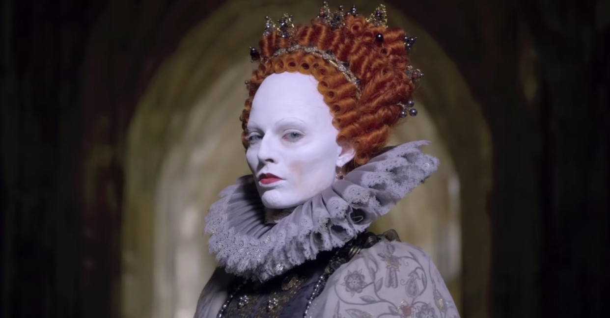 Margot Robbie as Queen Elizabeth I in <i>Mary, Queen of Scots</i> (Universal)