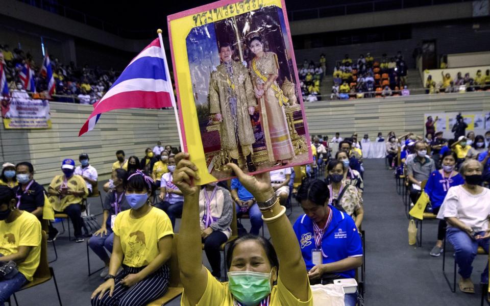 Supporters of the Thai monarchy rally in Bangkok - Sakchai Lalit/AP