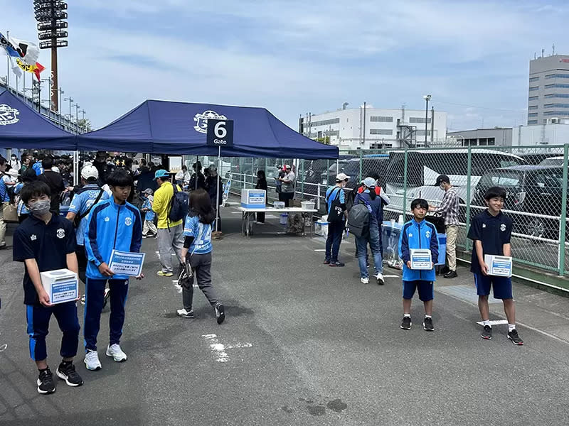 盤田喜悅4月13日主場迎戰名古屋鯨魚的賽事中，悅特地為花蓮災區舉辦募款活動。足協提供