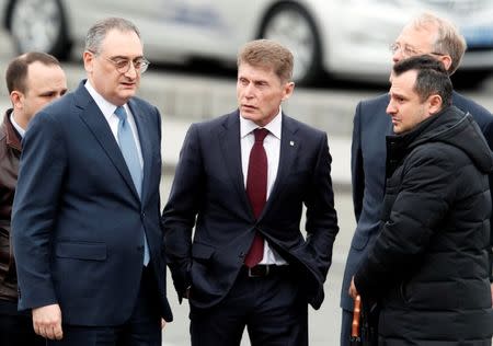 Governor of Primorsky Region Oleg Kozhemyako waits for the arrival of North Korean leader Kim Jong Un at the railway station in the Russian far-eastern city of Vladivostok, Russia, April 24, 2019. REUTERS/Shamil Zhumatov