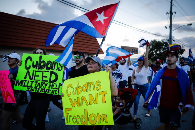 Las protestas de los cubanoestadounidenses en Florida la semana pasada