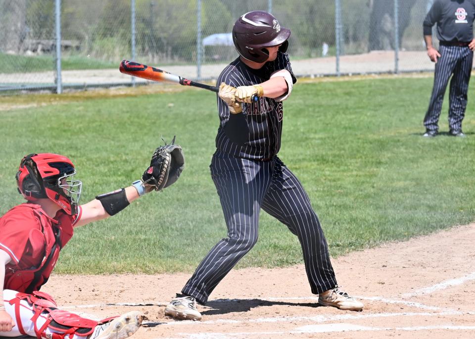 Charlevoix's Ryan Pearl continued to swing a solid bat over the weekend and into Lake Michigan Conference play Monday.
