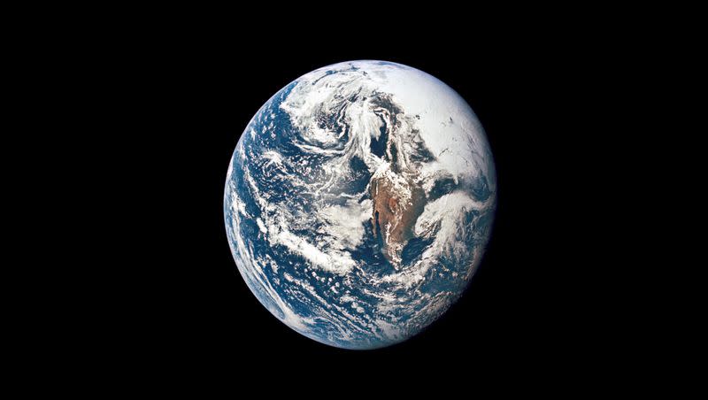 This May 18, 1969 photo made available by NASA shows Earth from 36,000 nautical miles away as photographed from the Apollo 10 spacecraft during its trans-lunar journey toward the moon. In Feb. 2023,  scientists discovered an asteroid that has a small chance of colliding with Earth in 2046. 