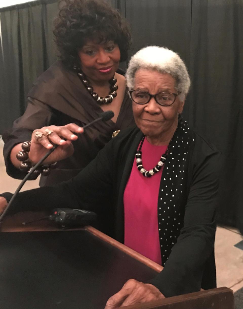 Effie Brewster in 2019 was honored for her role as a mother to many in the Pasadena Heights neighborhood. She speaks in the documentary "A Legacy Unearthed."