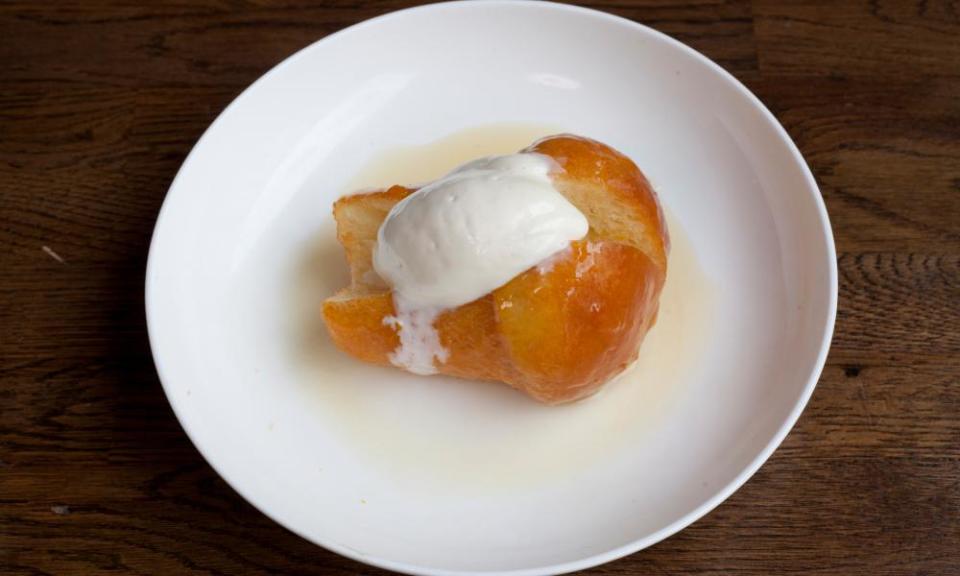 ‘Exactly the right, light texture’: rum baba.