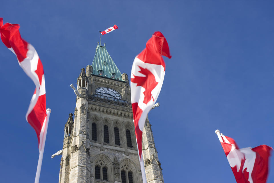 Parliament of Canada, Peace Tower, Canadian Flags, Ottawa