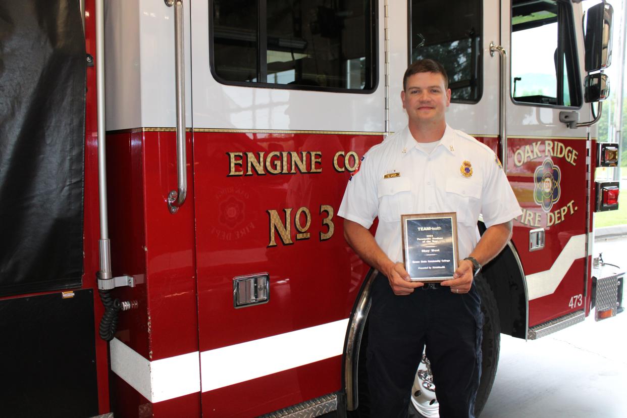 Oak Ridge Fire Captain Shay West has been named the 2023 Roane State Community College Paramedic Student of the Year.