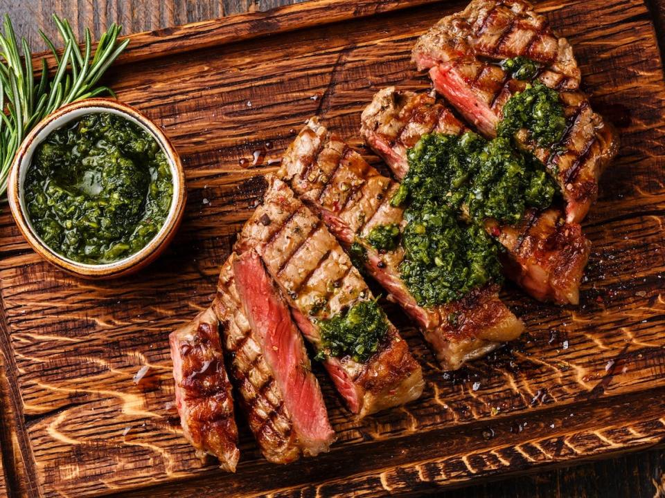 steak with chimichurri sauce