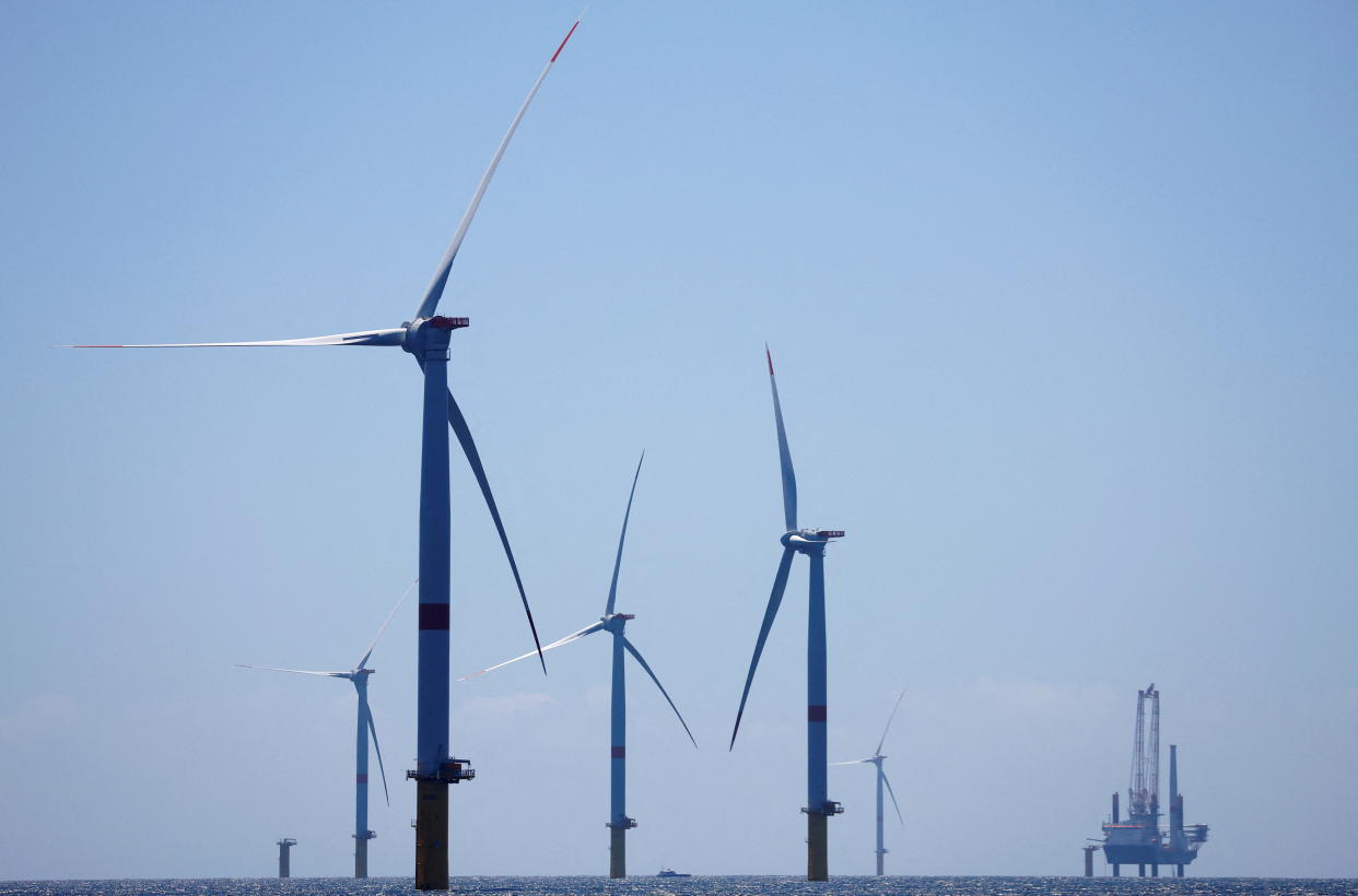 National Grid  Wind turbines are seen at the Saint-Nazaire offshore wind farm, off the coast of the Guerande peninsula in western France, June 9, 2022. REUTERS/Stephane Mahe