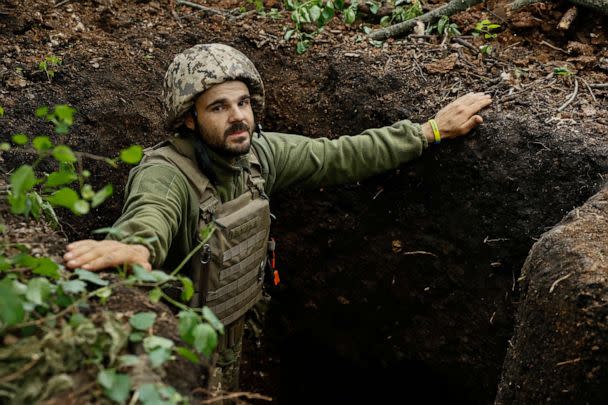 PHOTO: A Ukrainian soldier in a trench at his position on the frontline close to Bakhmut, Donetsk region, Ukraine, Friday, June 16, 2023. (Roman Chop via AP) (Roman Chop/AP)