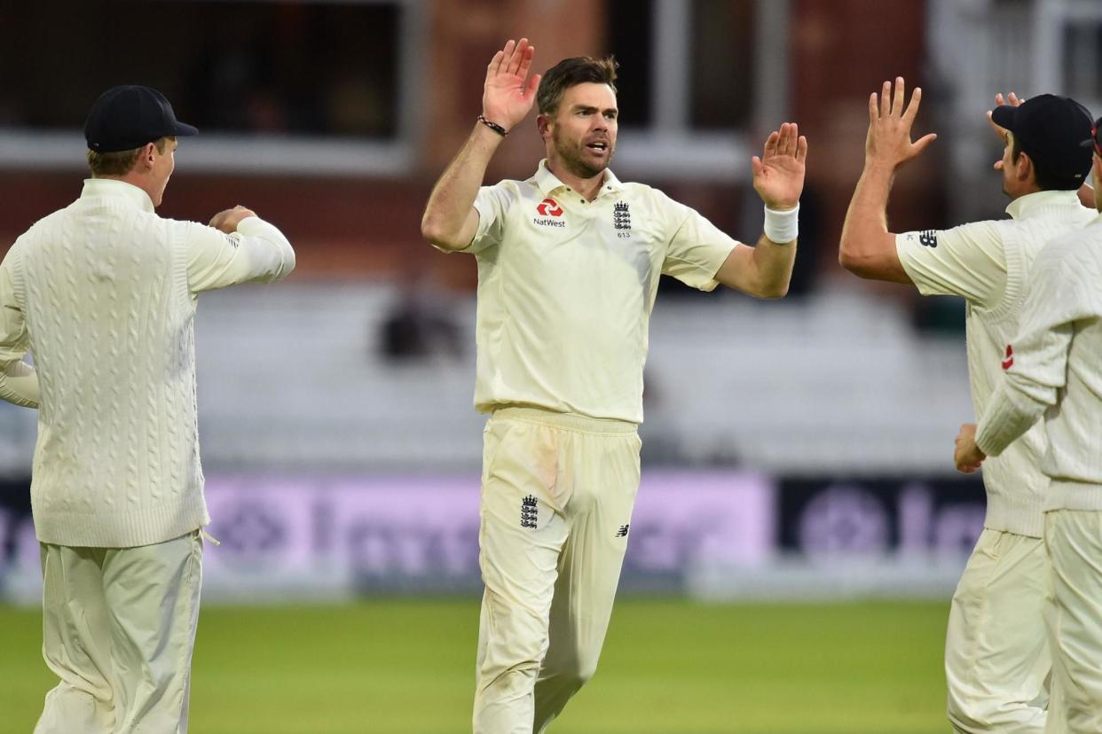 Anderson celebrates a momentous wicket: AFP/Getty Images