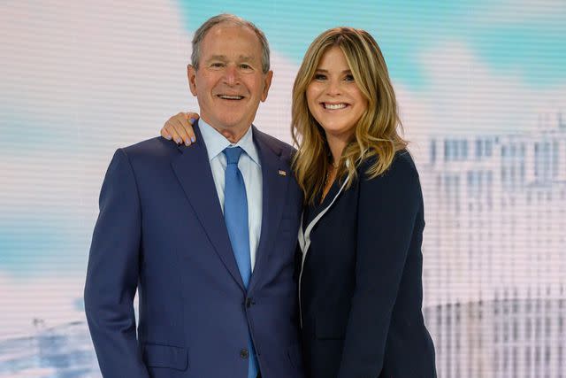 <p>Nathan Congleton/NBC/NBCU Photo Bank via Getty</p> George W. Bush and Jenna Bush Hager on April 20, 2021