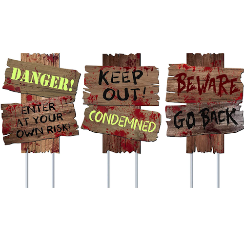 Gaboss BewareYard Stake Halloween Signs, Cheap Halloween Decorations