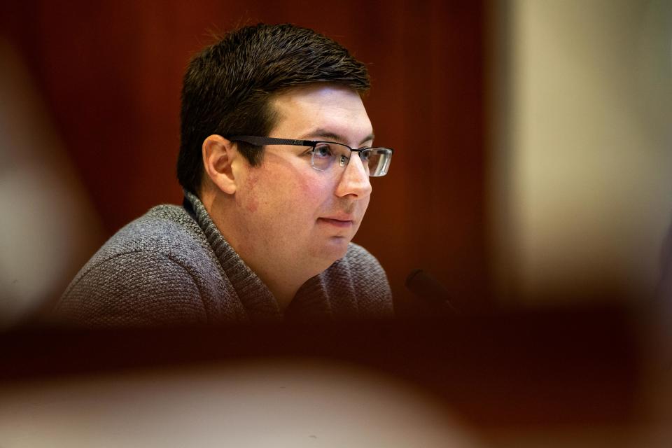 Board of Commissioner Chairman Joe Moss sits and listens to public comment Tuesday, Jan. 10, 2023, at the Ottawa County Offices.