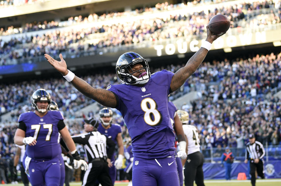 Lamar Jackson and the Ravens are a win away from an AFC North title. (AP)