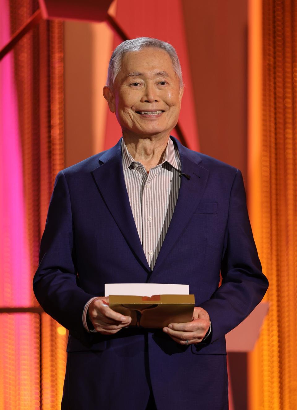 Actor George Takei presents the adapted screenplay award at the 2022 Writers Guild Awards virtual ceremony hosted by the Writers Guilds of America, East and West, on Sunday, March 20, 2022 in Los Angeles, California.