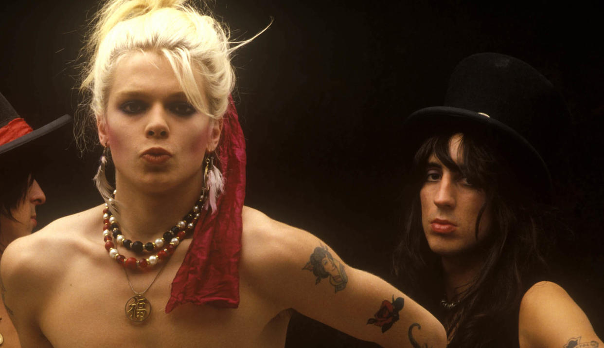 Hanoi Rocks' Michael Monroe and Razzle in the 1980s. (Photo: Mike Prior/Redferns)