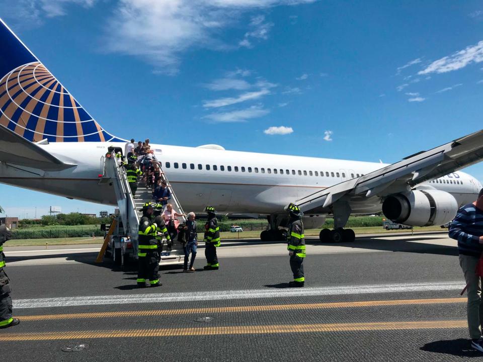 A United Airlines plane skidded off the runway after its tyres burst as it landed at an airport near New York.Some passengers suffered minor injuries when Flight 627 slid off the tarmac at Newark Liberty International Airport in New Jersey on Saturday afternoon.The Federal Aviation Administration (FAA) said the Boeing 757-200’s left main landing gear was “stuck in a grassy area” following the incident at 1pm.“The aircraft will be towed off the airfield after passengers leave the aircraft via stairs,” it added in a statement.No injuries were reported to the FAA but United said some passengers had refused treatment for minor injuries. The airline did not say how many people were hurt.The pilot told those on board the plane had blown two tyres as it landed, according to passenger Caroline Craddock. She said at least one person hit their head and another suffered an elbow injury.Arrivals and departures were suspended at Newark following the incident. Flights resumed after passengers were “safely deplaned”, the airport tweeted.The FAA said it was sending officials to the airport to begin an investigation.