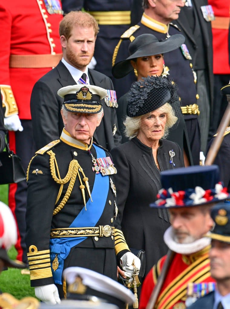 King Charles III and Queen Camilla at Queen Elizabeth II’s funeral on September 19, 2022. Mirrorpix / MEGA