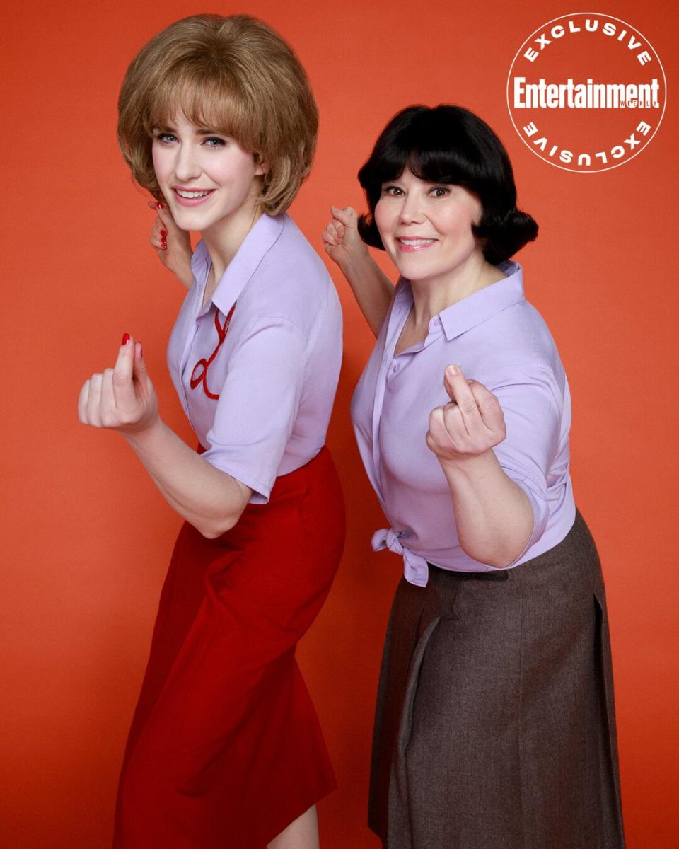 Rachel Brosnahan and Alex Borstein as Laverne and Shirley