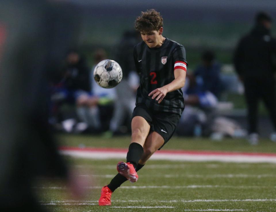 Senior midfielder Jackson Johnson is a big weapon on free kicks and corners for the 2A No. 1 Gilbert boys soccer team.