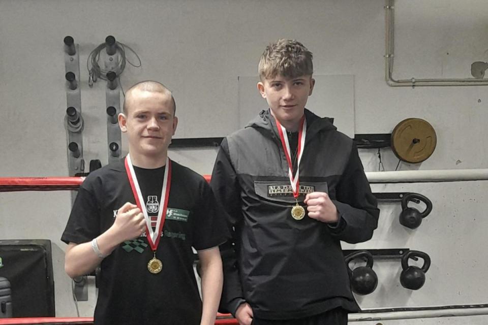 Logan Orr and Maani Campbell with their gold medals from the Denmark tournament <i>(Image: Whitehaven & District ABC)</i>