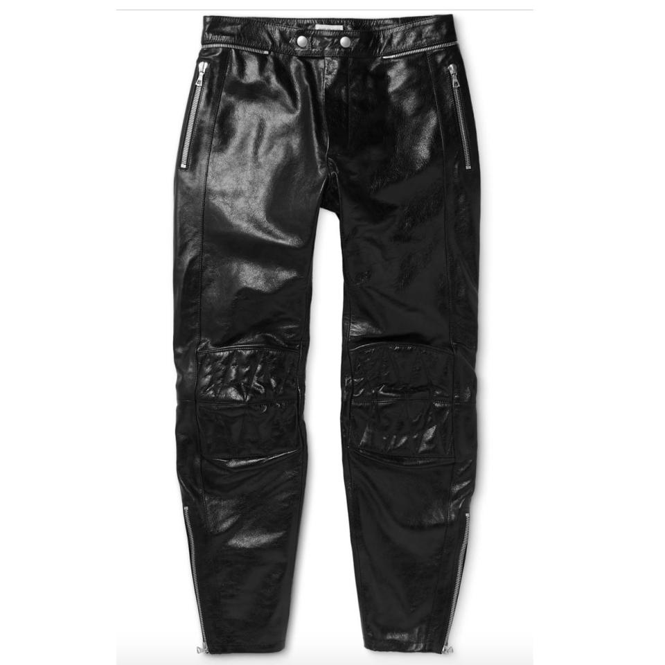 Slim-Fit Glossed Full-Grain Leather Trousers