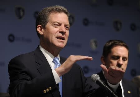 Kansas Governor Sam Brownback announces the development of a U.S. National soccer training center complex during a news conference in Kansas City, Kansas July 23, 2014. REUTERS/Dave Kaup