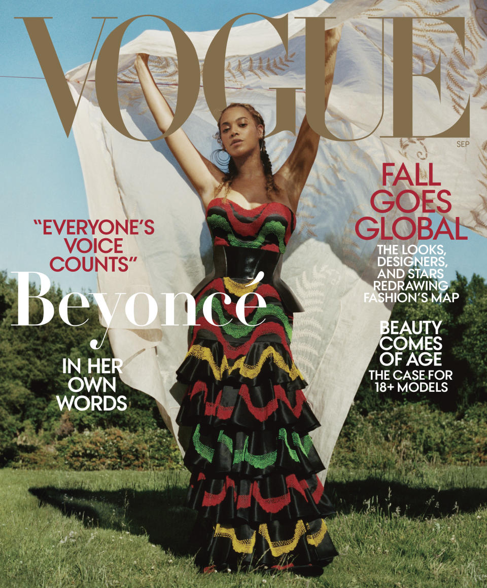 <em>Vogue</em> has two different covers of Beyoncé for its September issue. (Photo: Tyler Mitchell/Vogue)