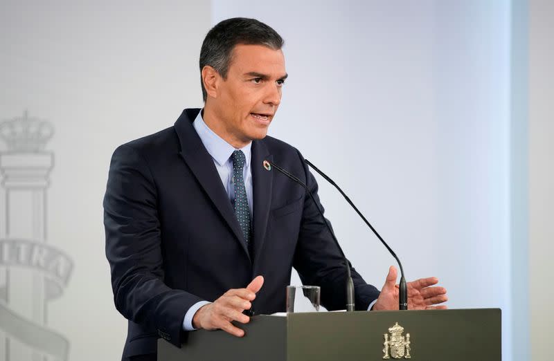 FILE PHOTO: News conference of Spanish Prime Minister Pedro Sanchez in Madrid