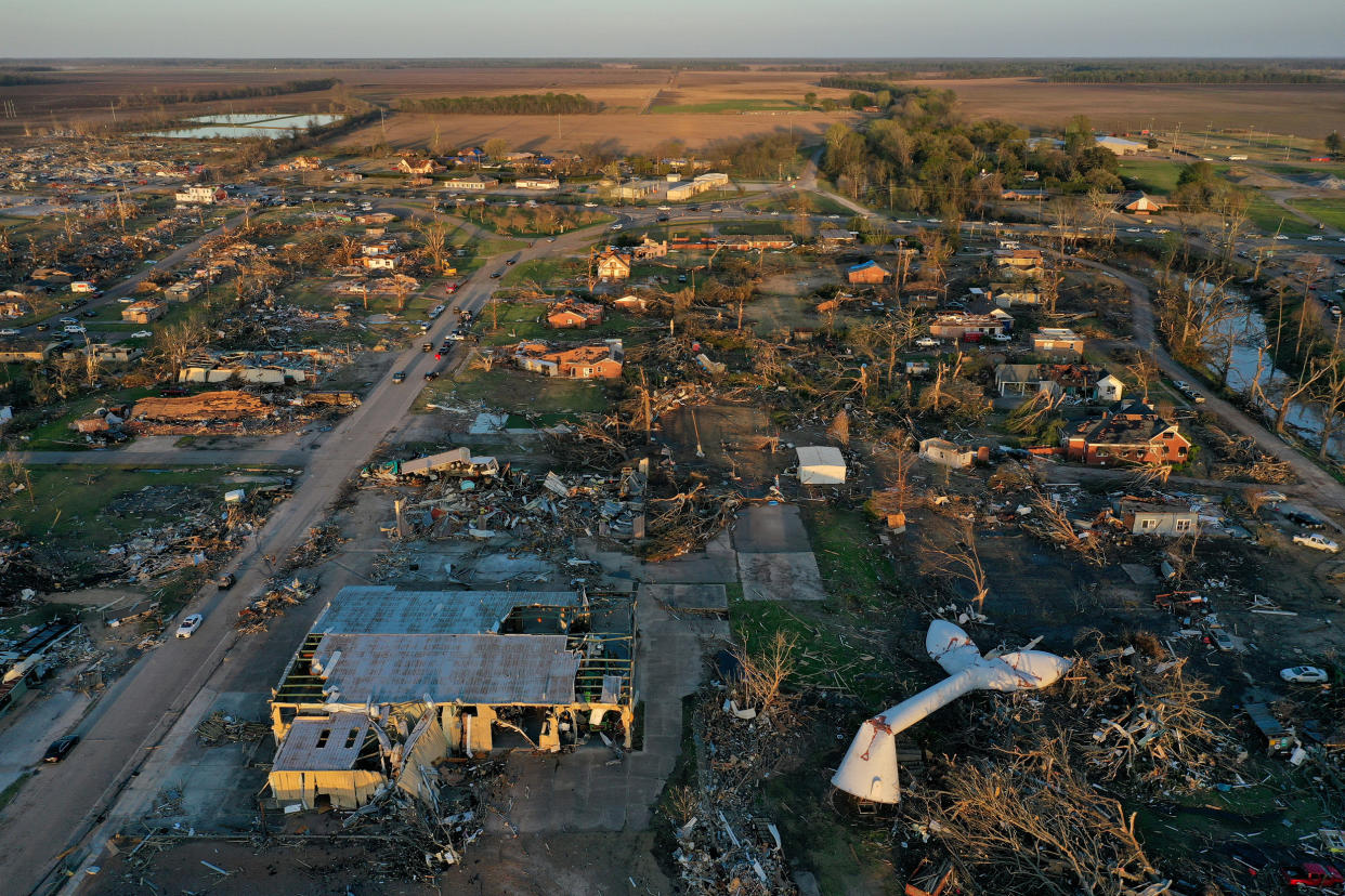 Damage from a series of powerful storms and at least one tornado in Rolling Fork, Miss. (Will Newton / Getty Images)