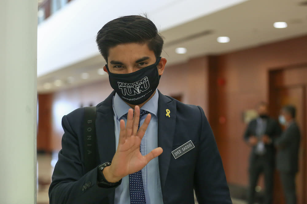 Muar MP Syed Saddiq Syed Abdul Rahman is pictured at Parliament in Kuala Lumpur August 3, 2020. — Picture by Yusof Mat Isa