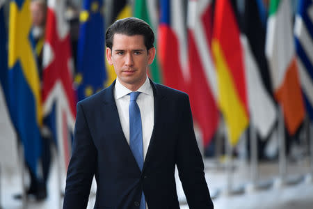 Austrian Chancellor Sebastian Kurz arrives at a European Union leaders summit in Brussels, Belgium March 22, 2019. REUTERS/Toby Melville/Files