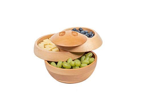3) tappas All Natural Wood Container, Serving Tray, Bowls, Sphere