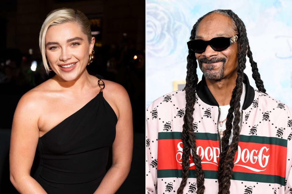 <p>Marc Piasecki/WireImage, Gilbert Flores/Variety </p> Florence Pugh and Snoop Dogg