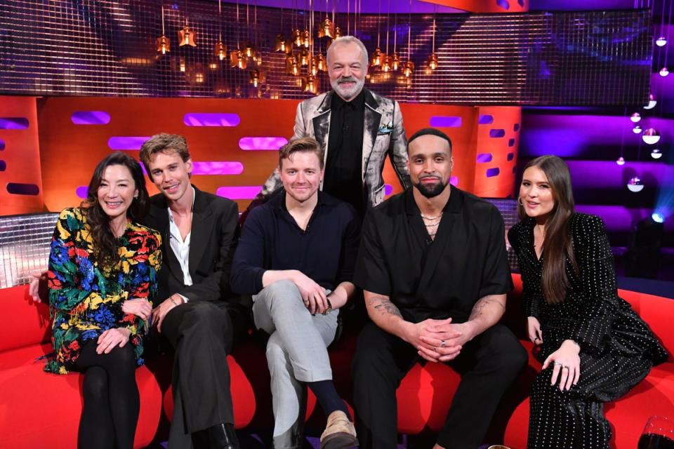 Butler appears on Friday’s Graham Norton Show alongside Michelle Yeoh, Jack Lowden, Ashley Banjo and Mimi Webb (PA)
