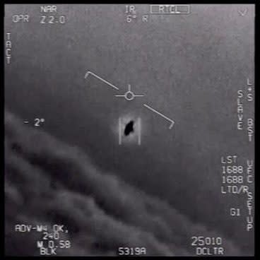 A still from video of the 2004 encounter near San Diego between two Navy F/A-18F fighter jets and an unknown object. - U.S DEPARTMENT OF DEFENSE 