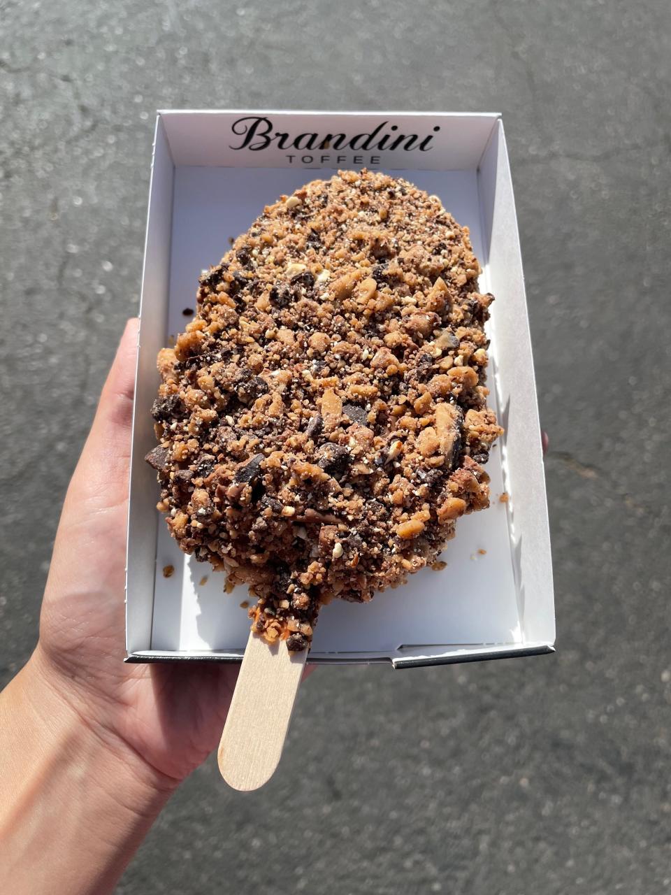 The toffee ice cream bar from Brandini Toffee.