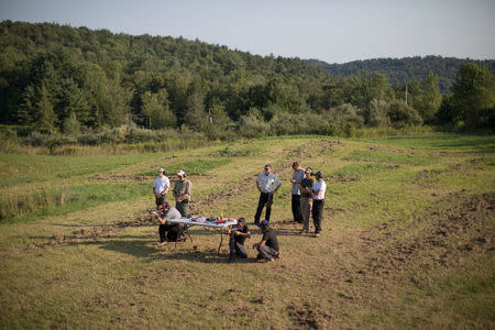 Trainees take part in a shooting exercise at the Cherev Gidon Firearms Training Academy in Honesdale, Pennsylvania, U.S. August 5, 2018. REUTERS/Noam Moskowitz